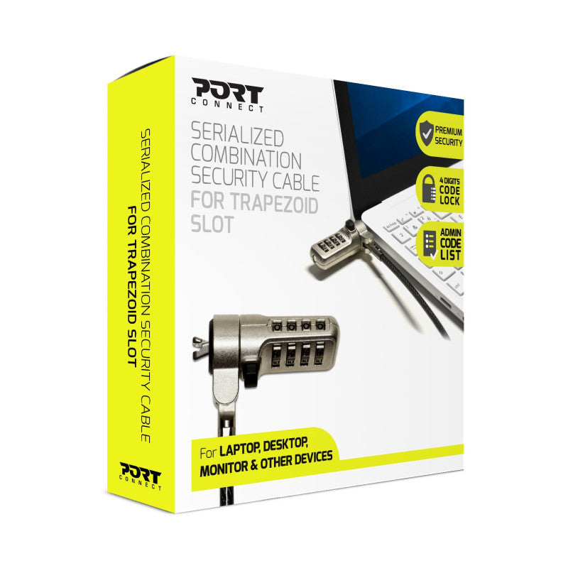 Port Connect 1.8m Wedge Resettable Combination Cable Lock