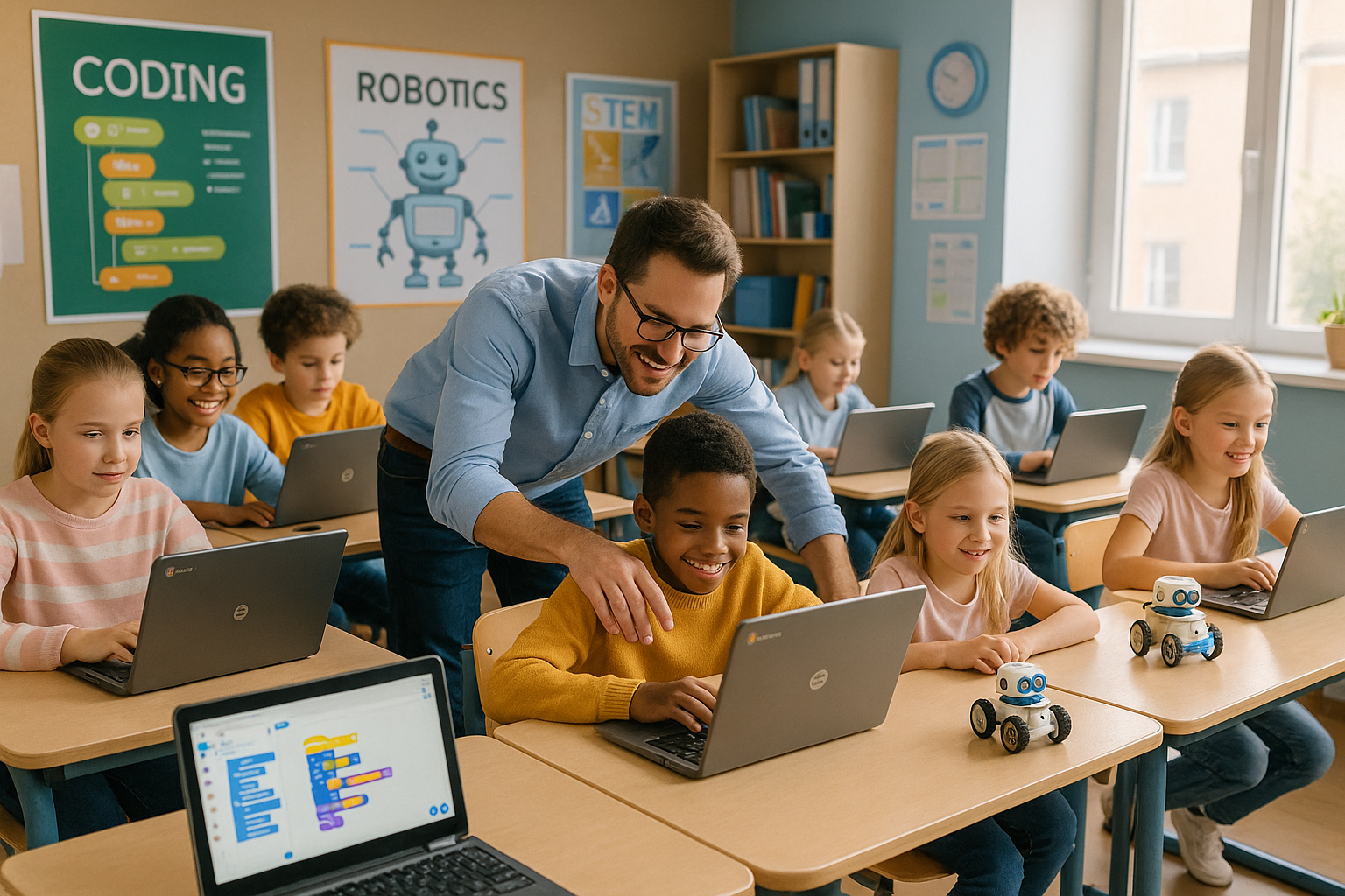 Chromebook Coding & Robotics Primary School Bundle in use